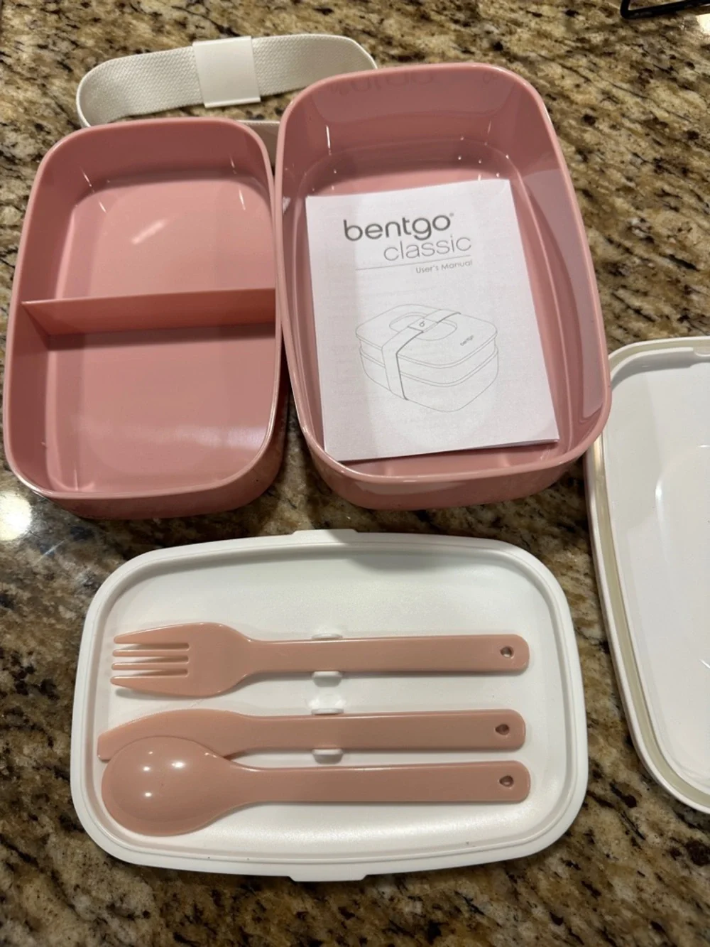 Bentgo White and Pink Portable Lunch Box with Elastic Strap